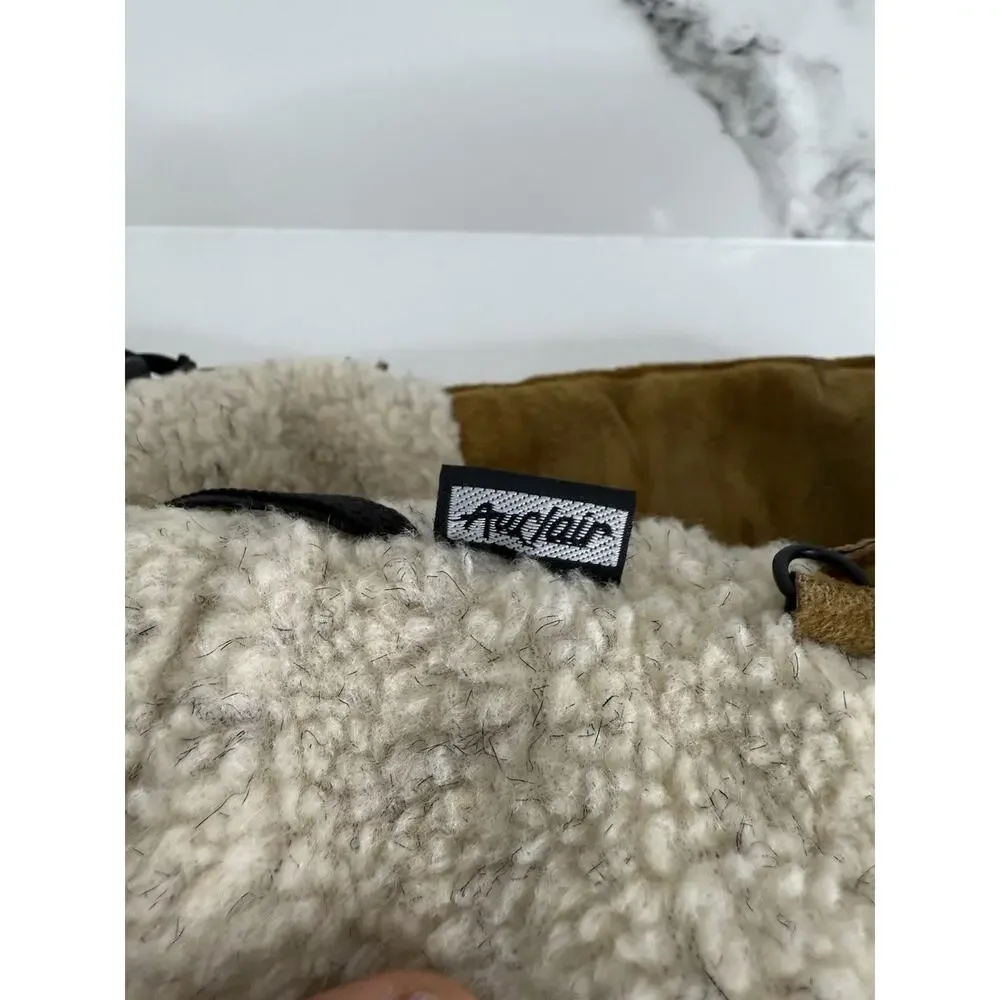 Auclair Women's Suede SherpaMittens, Fingerless, Warm Insulated Sz M